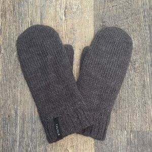 Gray Knit Mittens for Women